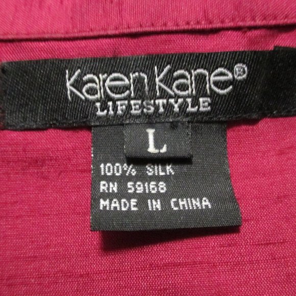 Karen Kane top 100% silk tunic cranberry red button down blouse like new size L - Picture 2 of 9